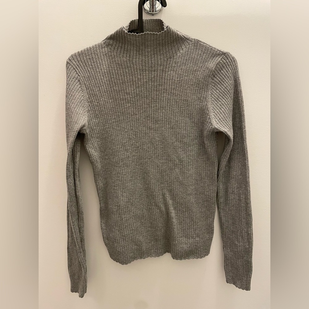 Uniqlo grey shimmer mock neck sweater XS
